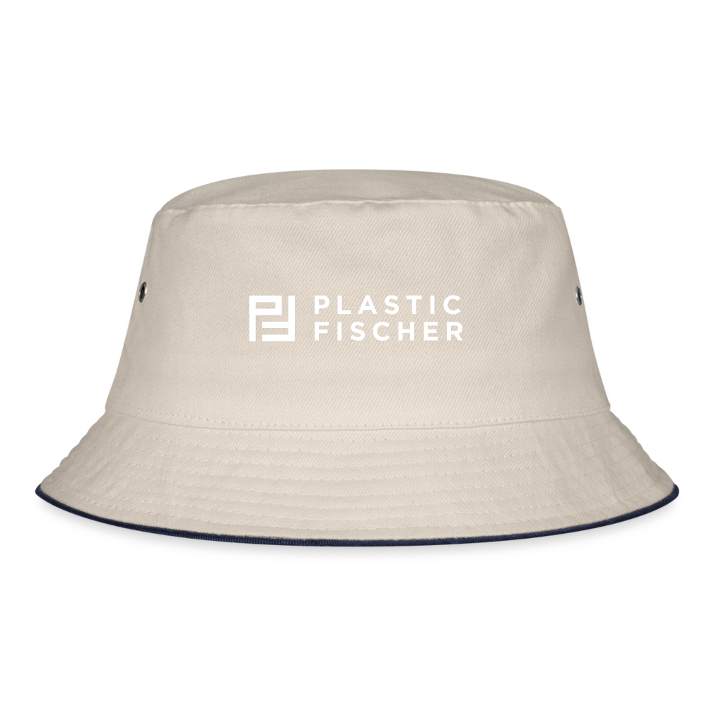 Plastic Fischer Hat - ecru/navy